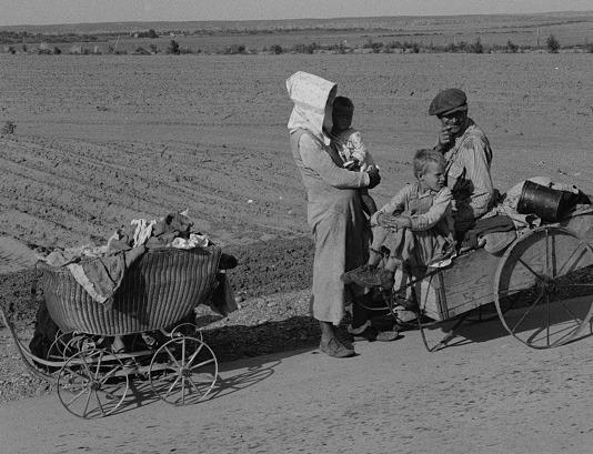 A photograph, by Dorothea Lange, of a family of farmers, who walked from Arkansas through Memphis in 1937. Bound for the lower Rio Grande Valley, where they hope to pick cotton, the family are flood refugees. Can you imagine the story behind these people? Tell me what you think.
