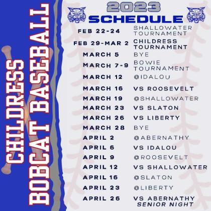 Childress baseball,softball schedules announced