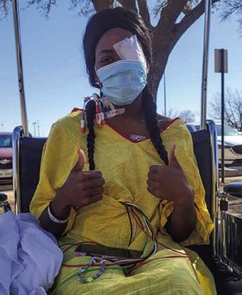After over two weeks in a Lubbock hospital in March 2022, Jayla Kilgore gets to roll outside and enjoy the beautiful weather. Doctors diagnosed the Wellington High School Class of 2020 graduate with Neuromyelitis Optica (NMO). A student at West Texas A&amp;M University in Canyon, Kilgore switched her major from Sports Medicine to Early Childhood Education. Courtesy Photo