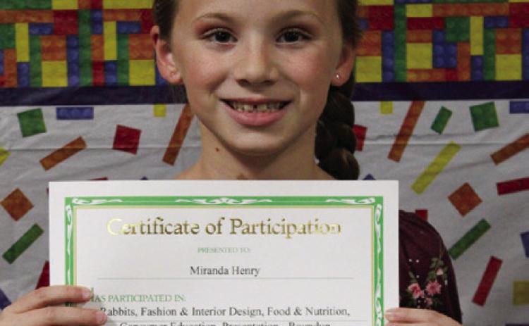 Miranda Henry participated in Consumer Education, Fashion and Interior Design, Food and Nutrition and Rabbits.