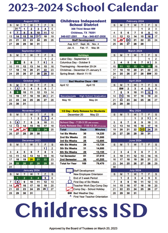 Childress ISD approves fiveday instructional calendar Red River Sun